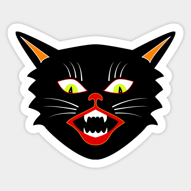 Vintage Halloween Black Cat III Sticker by Pixelchicken